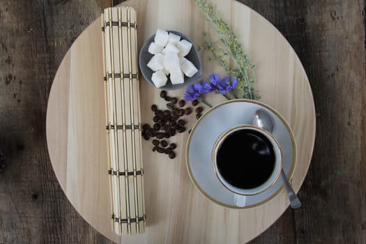 still-life with a cup of black coffee