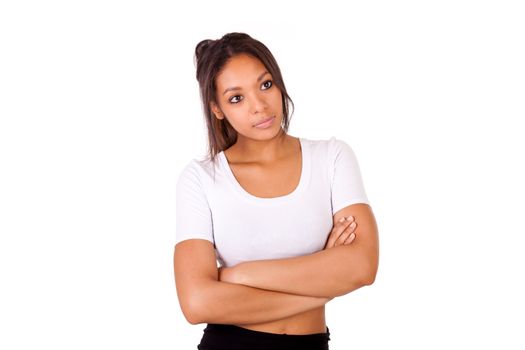 Portrait of beautiful African American woman isolated