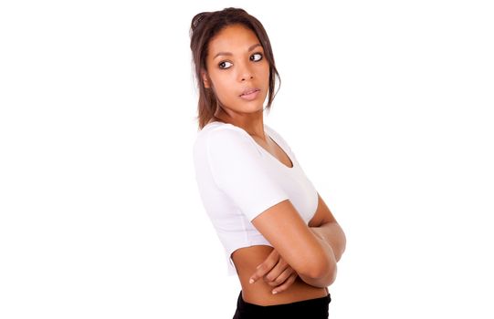 Portrait of beautiful African American woman isolated