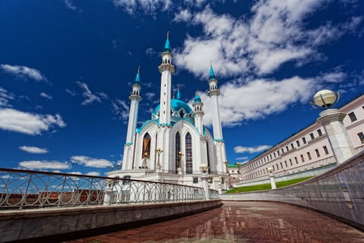 Qol Sharif mosque in Kazan, Russia against the beautiful sky