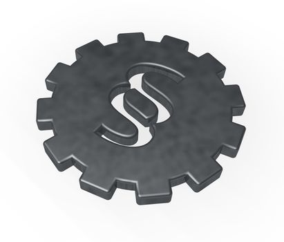 cogwheel and paragraph symbol on white background - 3d illustration