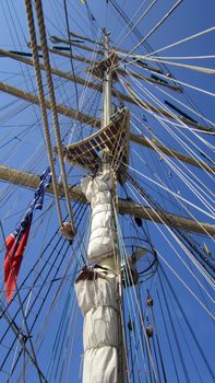 Tall ships masts with rigging