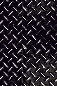 Rough and textured high contrast diamond plate background in black and white.
