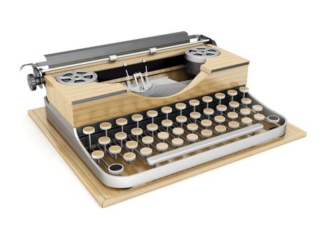 vintage typewriter isolated on white background