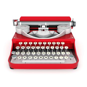 vintage typewriter isolated on white background