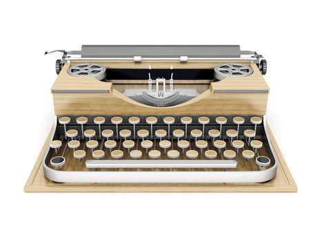 vintage typewriter isolated on white background