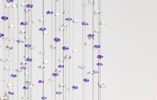 Close up on crystal of contemporary chandelier