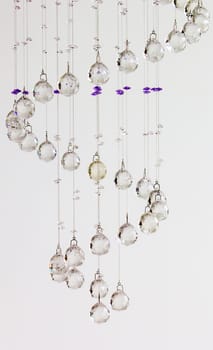 Close up on crystal of contemporary chandelier