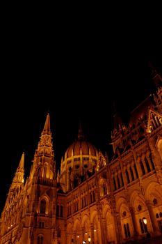 Budapest Parliament building in Hungary at twilight detail