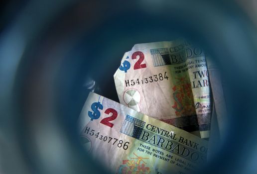 Barbados Dollars naminalom two in the blue jar