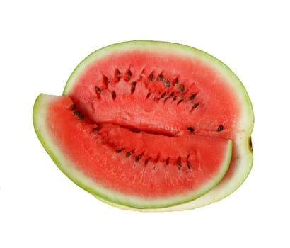 Sliced ripe watermelon isolated on white background cutout