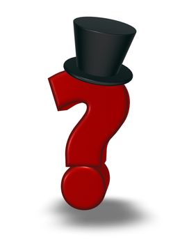 question mark with topper on white background - 3d illustration