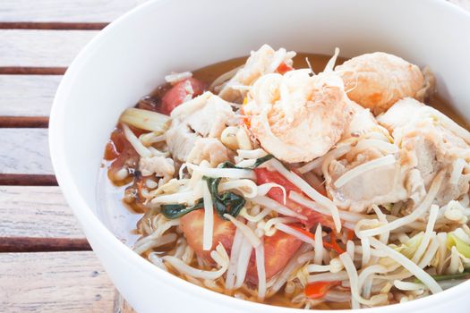 Bean sprout and tomato stir fry, stock photo