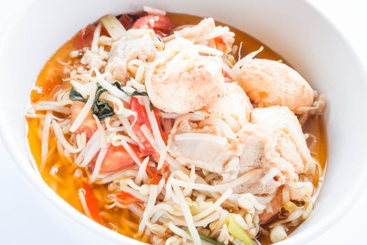 Close up stir fry bean sprout with tofu, stock photo