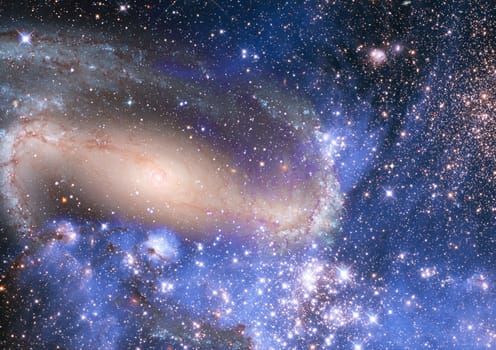 Stars and spiral galaxy in a free space. "Elements of this image furnished by NASA".