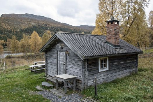 Old  wooden cabin in mountain 