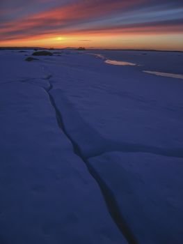 Beautiful landscape of winter sunset