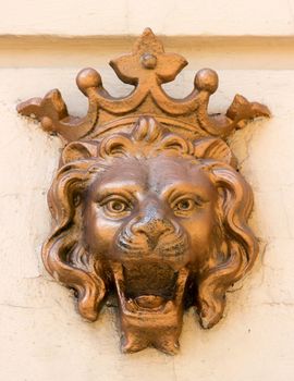 sculpture antique lion in wall house