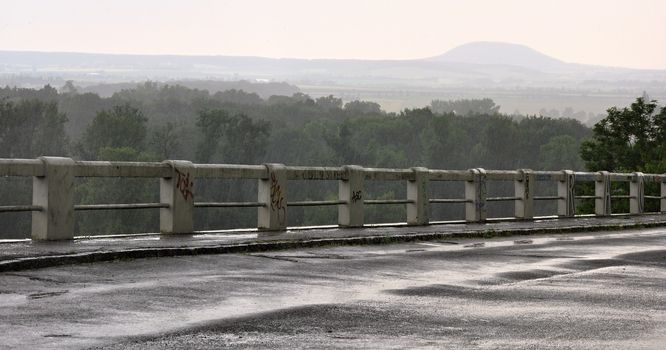 Rainy weather on a bridge in the Czech Republic