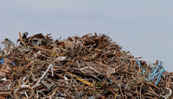 scrap metal processing industry, stacked metal