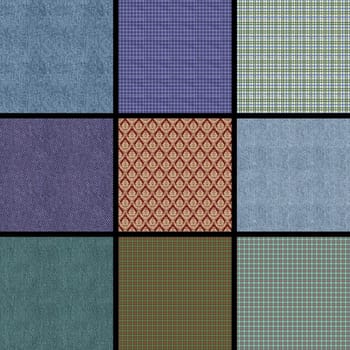 9 pieces of fabric background