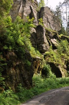 Green forests and beautiful rocks in the Czech Switzerland