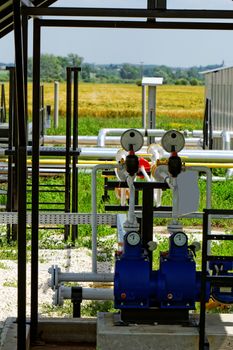 industrial pipes at an oil well