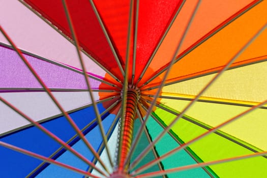 rainbow colored umbrella close-up