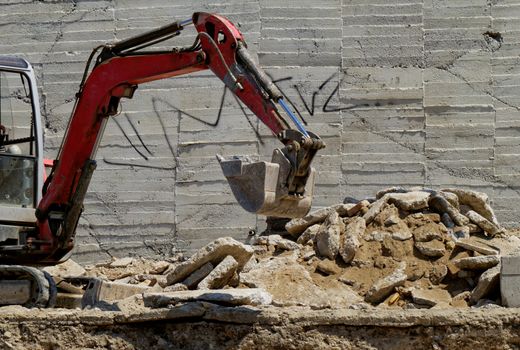 the excavator working on a construction site