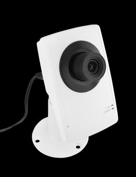 security camera on black background