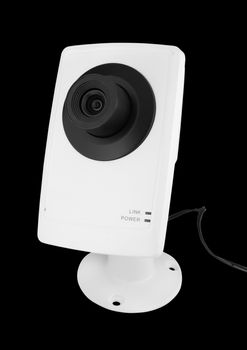 security camera on black background