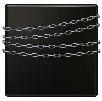 Set of four round shiny welded stainless steel chains