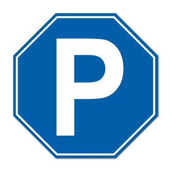 hexagon parking sign on white background