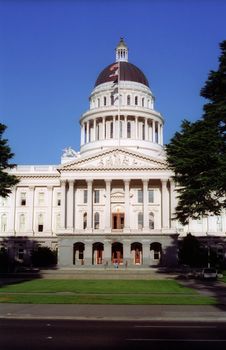View of the State Capital of California in the city of Sacramento.