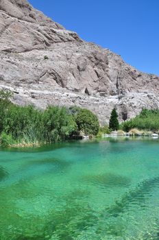 View of a small pond in Whitewater Canyon near the desert town of Palm Springs, California.