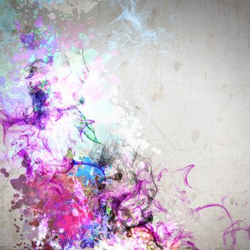 Background image with color fumes and splashes