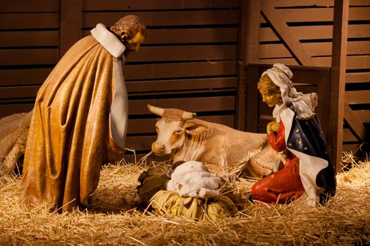 Nativity scene is a depiction of the birth of Jesus as described in the gospels of Matthew and Luke.