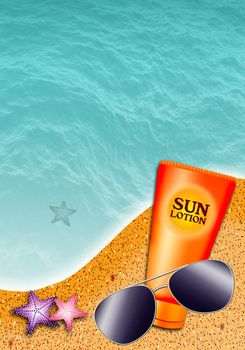 solar lotion and sunglasses