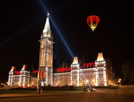 OTTAWA, CANADA ��� AUGUEST 22:  The beautiful light show projected on the parliament building to celebrate the Canada���s history and people in the summer night of August 22, 2011 in Ottawa, Canada.