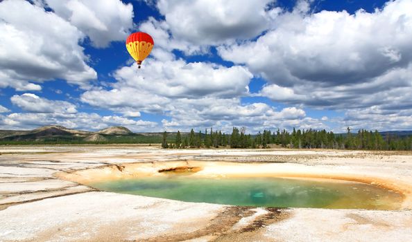 The scenery at Midway Geyser Basin in Yellowstone National Park 