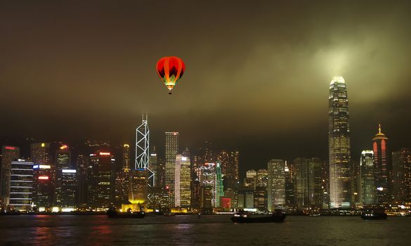 The Hong Kong City Skyline at night