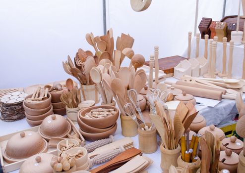 handmade diy wooden kitchen utensil tools sale in market fair.