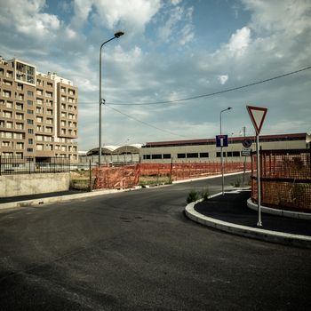 desolate suburb landscape in a gloomy day