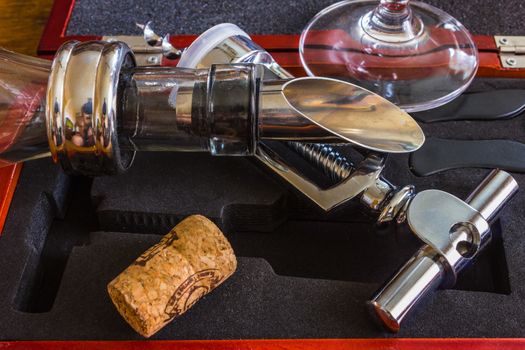  bottle with the corkscrew and wine accessories
