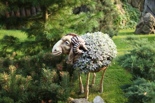 landscape design Flower bed garden sheep