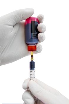 Cartridge refuelling with the syringe 