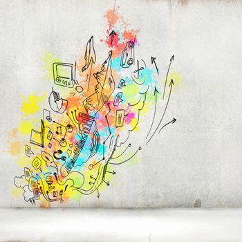 Background image with colorful splashes and drops