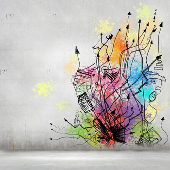 Background image with colorful splashes and drops