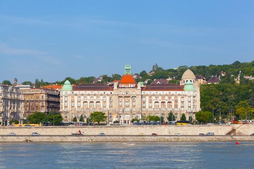 BUDAPEST, HUNGARY - JUNE 8:View of swimming baths Gelert , on June 8, 2012 in Budapest, Hungary. The bathing complex settles down in the beautiful building built in style secession in 1918.