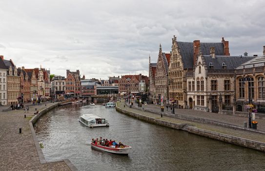 Views of the historical downtown Ghent, Belgium, June 13, 1012. By quantity of historical monuments Ghent takes the second place in Belgium.